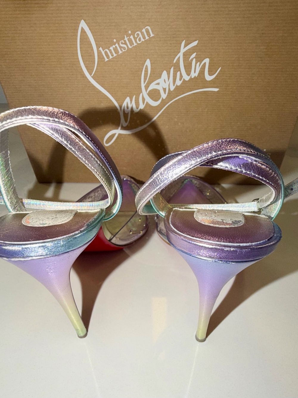 Christian Louboutin - Spikaqueen Crystal Pointed Toe Slingback Heels -Vers Multi - Picture 10 of 17